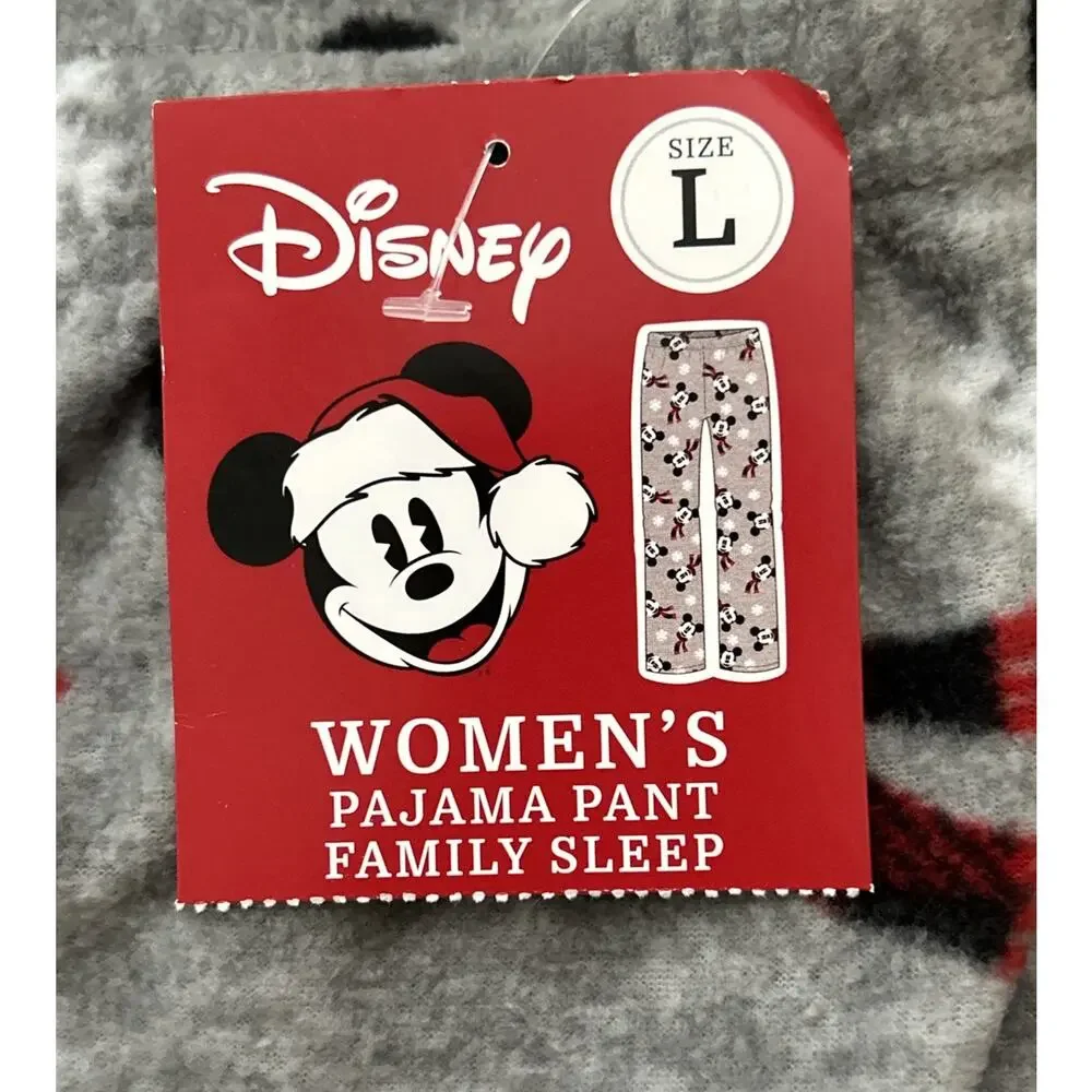Disney Mickey Mouse Women’s Fleece Pajama Pants Sz L Winter Holiday Theme NWT - Picture 6 of 9